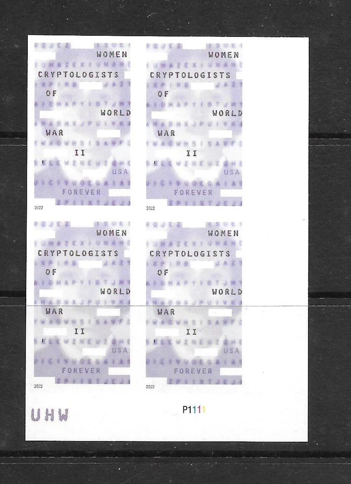 Scott #5738a IMPERFORATE (NO DIE-CUT) Women Cryptologists, Plate Block, MNH - Image 1 of 1