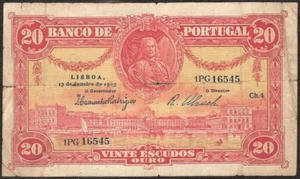 PORTUGAL 20 ESCUDOS 1925 P:135 VG - Picture 1 of 2