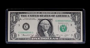 1974 $1 Fancy Binary Low Serial Number C00000505D Federal Reserve Uncirculated - Picture 1 of 4