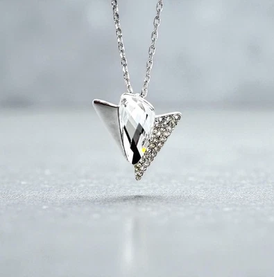 Яркий прозрачный Swarovski элементы кристалл ожерелье 18K белое золото покрытием - Изображение 1 из 4