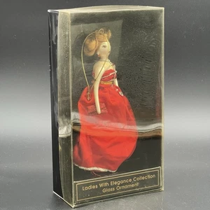 VTG Ladies With Elegance Glass Christmas Tree Ornament Lady Red Evening Gown NIB - Picture 1 of 9