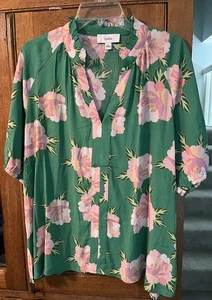 CECE Top Women’s Size XL Green Floral Brand New - Picture 1 of 7