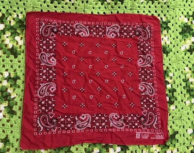 Pañuelo Bandana Paris Vintage Rojo Retro Desteñido Usado Todo Algodón Color Rápido EE. UU. Foto 1 de 4