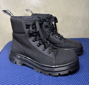EUC! Dr. Doc Martens Boots Women's Size 8 Black Canvas Combs Lace-Up Combat - Picture 1 of 5