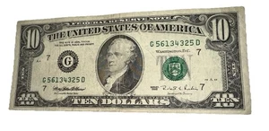 1995 $10 Dollar Bill Federal Reserve G56134325D Circulated Chicago Illinois - Picture 1 of 10