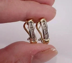 2Ct Round Cut Lab-Created Diamond Women's Hoop Earrings 14k Two Tone Gold Plated - Picture 1 of 4