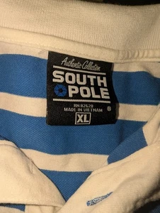 Y2K South Pole Herren XXL gestreift Kragen Polo bestickt 21 Skater Grunge - Bild 1 von 4