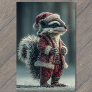 Estampado Artístico Skunk Santa Abrigo Botas Nieve Festivo Bosque Invierno Vacaciones - Imagen 1 de 1
