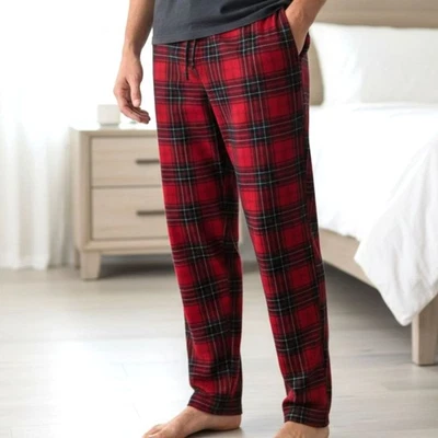 Calça pijama Nautica masculina vermelha preta xadrez lounge roupa de dormir tamanho G - Imagem 1 de 4