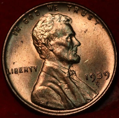 Uncirculated Red 1939-D Denver Mint Copper Lincoln Wheat Cent - Image 1 of 2