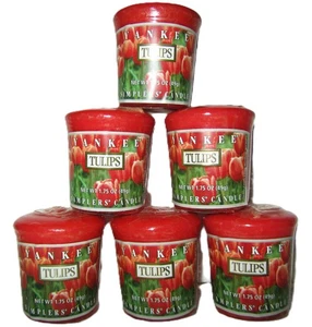 LOT OF 6 Yankee Candle Retired "TULIPS" Floral Sampler Votives ~ RARE ~ NEW - Picture 1 of 3