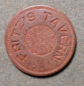D109 (Sadorus IL), Fritz’s Tavern, Bueno para 5 Cts en Comercio (Firma). Rojo f - Imagen 1 de 2