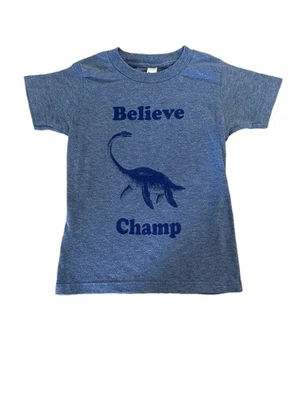 Kids Size 4 “Believe Champ” Vermont Sea Monster Lake Champlain  T-Shirt Blue - Image 1 of 3