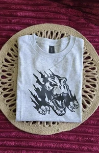 Youth boys XS Grey soft style Gildan Dinosaur Roar T-Shirt for boys - Picture 1 of 3