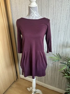 TOAST Ladies Size 8 Summer 3/4 Sleeve Cotton Dress maroon burgundy - Picture 1 of 7