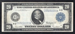 FR. 979a 1914 $20 TWENTY DOLLARS FRN FEDERAL RESERVE NOTE CLEVELAND, OH VF - Picture 1 of 2