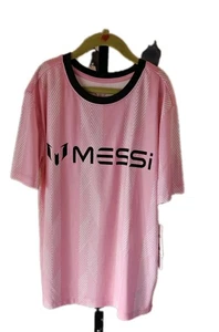 Messi Collection Pink Stripe Shirt With Black Graphics Size Large (B-10/12) - Picture 1 of 5