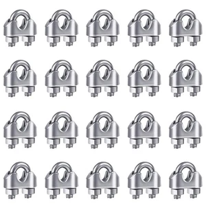 20PCS 1/8 Inches M3 Stainless Steel Wire Rope Cable Clip Clamp - Picture 1 of 4