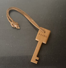 FOSSIL Wooden Key Shaped Charm On Leather Strap Bag Accessory.