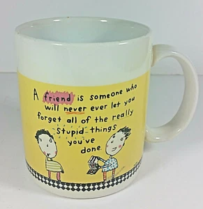 Schuhkarton Grüße Freunde Tasse 4 Zoll Punze Kaffeetasse Vintage Humor Dummes Ding - Bild 1 von 6