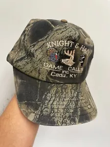 Vintage Mossy Oak Breakup Knight & Hale Game Calls Deer Truthahn Mütze Camouflage Kappe hergestellt in den USA - Bild 1 von 8