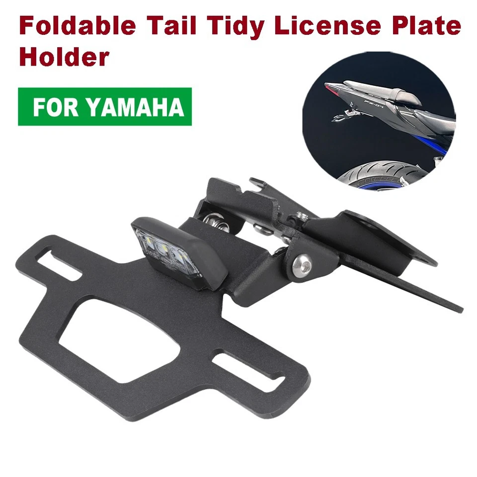 Soporte de matrícula ordenado cola trasera plegable para Yamaha MT-07 14-24 FZ-07 14-20 Foto 1 de 4