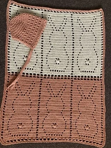 Hand Crochet baby Blanket With Matching Bonnet - Picture 1 of 2