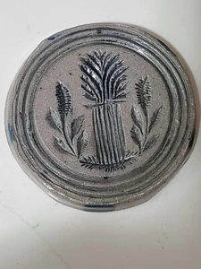 Rowe Pottery Stoneware Coaster Wheat Sheaf Design 1991 Vintage - Picture 1 of 3
