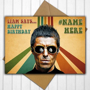 Personalisierte Geburtstagskarte Liam Gallagher Retro beliebiger Name oder Verwandter - Bild 1 von 3