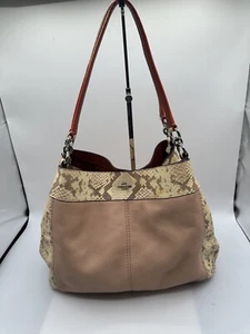 Coach Lexi SV Nude Pink Multi Snake Leather Tote Shoulder Handbag F13691 - Picture 1 of 13