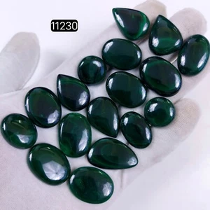 17Pcs 485Ct Natural Malachite Cabochon Back Unpolished Lot 30x18-18x18mm#R-11230 - Picture 1 of 4