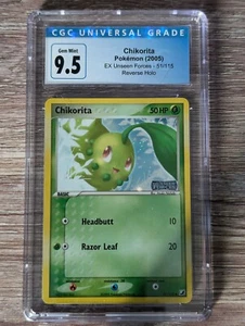 2005 Pokemon EX Unseen Forces Chikorita Reverse Holo #51 gemma CGC nuovo di zecca 9,5/10 - Foto 1 di 2