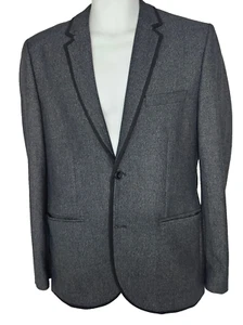 H&M Blazer separat Herren Größe S? Regular Fit grau schwarz Besatz Preppy Skinny - Bild 1 von 4