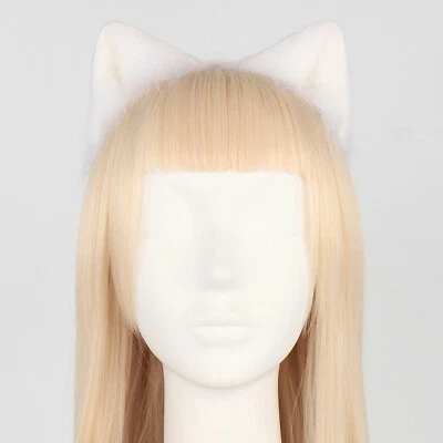 Cat Fox Ears Headband Costume Fur Anime Neko Cosplay Party Long Plush Hair Band - Image 1 of 4