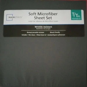 Mainstays Ultra Soft High Quality Microfiber Bed Sheet Set, Twin/Twin XL, Grey S - Picture 1 of 1