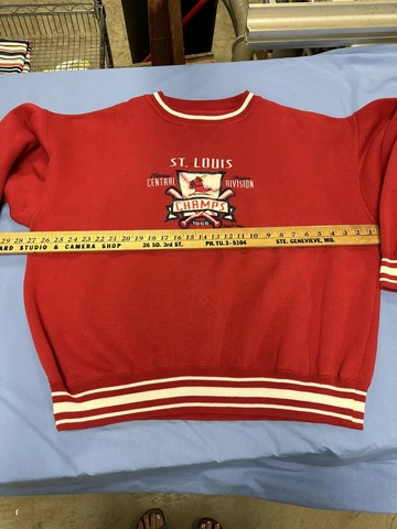 Vtg 1996 RARE LOGO St. Louis Cardinals Champs Sweatshirt XL stained under arm Cover