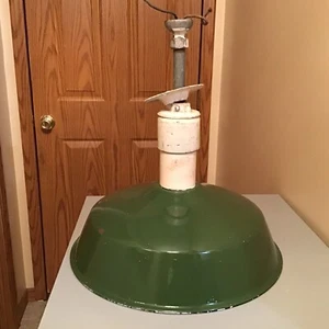 16” Vintage Barn Industrial Green Enamel Pendant Light Shade And Fixture - Picture 1 of 9