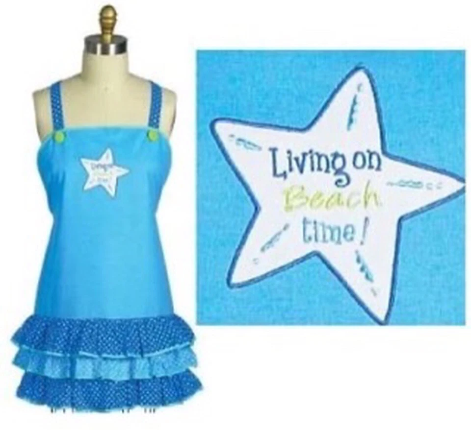 Kay Dee Dee Designs Delantal Niña Viviendo en Playa Tiempo Aqua Azul Concha F2737 Foto 1 de 1