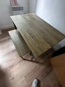 Bolitzo Oak Effect Dining Table & 2 Benches Modern and Stylish Dining Set - Picture 1 of 5