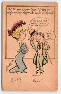 Postal cómica firmada por artista Lederer hombre mujer cómo te va 1905 antigua - Imagen 1 de 2