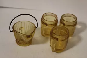 Bicchieri da tiro a botte ambra e un mini secchio a navetta carbone posacenere/lotto di 4 - Foto 1 di 4