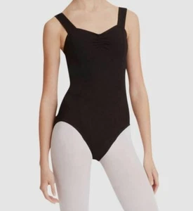 $49 Capezio Girl's Black Scoop Neck Long Sleeve Stretch Leotard Bodysuit Size L - Picture 1 of 1