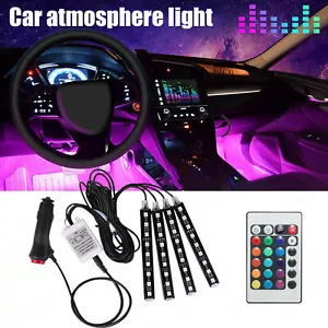 For Ford 4pcs LED RGB Car Interior Atmosphere Light Strip Decor Lamp Accessories - Picture 1 of 15