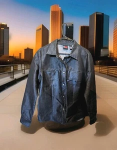 New York Company Mens Long Sleeve Button Down Shirt/Jacket Size XL In Black - Picture 1 of 9
