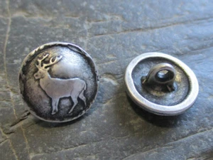 Trachten Knopf Metallknopf Tiere Hirsch  rund versilbert Nähen Stricken Häkeln - Bild 1 von 5
