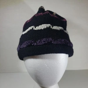 Turtle Fur Beanie One Size Wool Blend Fleece Lined Earband Hat Black W/ Stripes - Picture 1 of 8