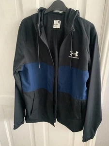 REDUCED!! UNDER ARMOUR MENS BLACK/BLUE WINDBREAKER JACKET SIZE MEDIUM - Bild 1 von 4