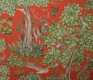 Woodland Sanctuary Lava Thick Woven Cotton Curtain Upholstery Cushion Fabric - Picture 1 of 24