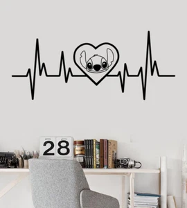 Heart Heartbeat Lilo and Stitch Vinyl Art Sticker For Kids Room Home Wall Decals - Picture 1 of 5