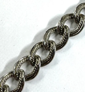 Beau Sterling Silver Single Loop Rope 7mm Wide 8" Long Charm Bracelet 15.9 gram - Picture 1 of 5